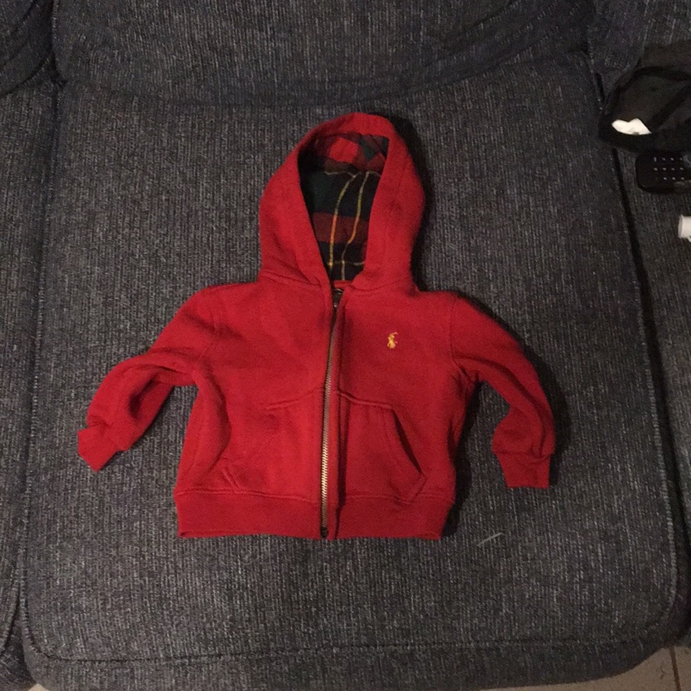 Red Ralph Lauren Limited Edition Seasonal Fleece %100 Cotton Zip Up Sweater 12M